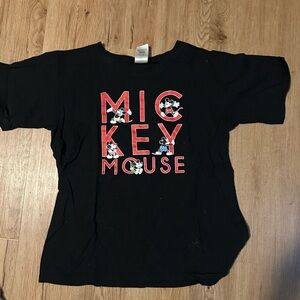 Disney Black Mickey Mouse Geometric Short Sleeve Tee